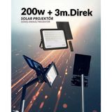 Aydınlatma Direği 200W Solar Led Projektör 220V + 3M. Montaja Hazır Sokak Aydınlatma Lamba Direği
