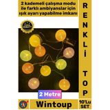 #Aydınlatma Gün Işığı Led Zincir Aydınlatma 2 Metre 10'Lu Işıklı Pilli Şık Dekoratif Süs Renkli Top