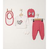 Aydodo Kız Bebek 5li Zıbın Set Pembe Bebe Takım - 0 - 1 Ay - Gül Kurusu
