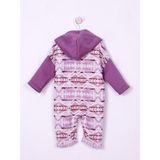 Aydodo Lila Etnik Desen Kapşonlu Bebe Tulum - 1,5 - 2 Yaş