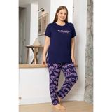 Aydoğan Büyük Beden Kadın Kısa Kol Viskon Pijama Takımı 260064 Lacivert01