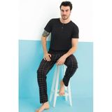 Aydoğan Erkek Civan Modal Kısa Kol Siyah Pijama Takım 0148