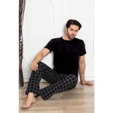 Aydoğan Erkek Civan Modal Kısa Kol Siyah Pijama Takım 7707