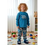 Aydoğan Erkek Çocuk Kadife Polar Desenli Pijama Takımı 1669 PETROL01 - 3 Yaş