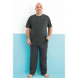 Aydoğan Erkek Dinç Büyük Beden Kısa Kol Antrasit Pijama Takım 0178