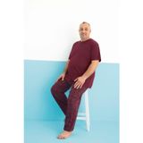 Aydoğan Erkek Dinç Büyük Beden Koton Kısa Kol Bordo Pijama Takım 0180