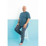Aydoğan Erkek Dinç Büyük Beden Koton Kısa Kol Turkuaz Pijama Takım 0008