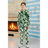 Aydoğan Erkek Genç Çocuk Kadife Kamuflaj Desen Pijama Takımı 240522 Yeşil - 10 Yaş