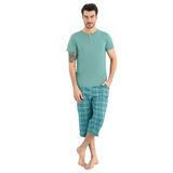 Aydoğan Erkek Modal Bermuda Kapri Kısa Kol Pijama Takımı (Mint Yeşili, L)
