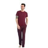 Aydoğan Erkek Modal Siyah Kısa Kol Pijama Takımı (Bordo, M)