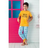 Aydoğan Hello Friday Erkek Çocuk Interlok Sarı Pijama Takımı - 2 Yaş