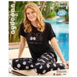 Aydoğan Homewear -be nice be good- Yazılı Puantiyeli Viskos Yazlık Pijama Takımı-240027