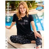 Aydoğan Homewear -Believe- Yazılı Viskos Yazlık Pijama Takımı-240043