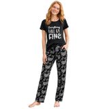 Aydoğan Homewear -Everything Will be Fine- Yazılı Viskos Yazlık Pijama Takımı (Siyah, M)