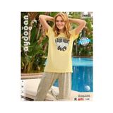 Aydoğan Homewear -good vibes only- Yazılı Sarı Viskos Yazlık Pijama Takımı-240035 (Sarı, M)