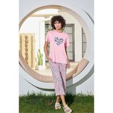 Aydoğan Kadın Azer You Are Always Viskon Penye Pembe Kapri Pijama Takım 0292