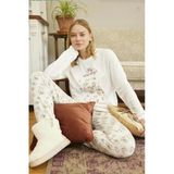 Aydoğan Kadın Bisiklet Yaka Termal Pijama Takımı 30013B- 1 Adet Beyaz Xl