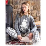 Aydoğan Kadın Bisiklet Yaka Termal Pijama Takımı 30062G- 1 Adet - Gri - XL