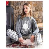 Aydoğan Kadın Bisiklet Yaka Termal Pijama Takımı 30062G- 1 Adet L Gri