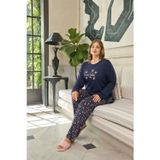 Aydoğan Kadın Büyük Beden Good Things Lacivert İnci Pijama Takımı 0646
