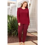 Aydoğan Kadın inci Büyük Beden Kiraz Kırmızı Pijama Takımı 0496