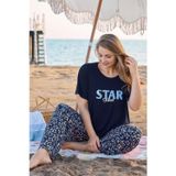 Aydoğan Kadın inci Büyük Beden Kısa Kol Lacivert Pijama Takım 0254