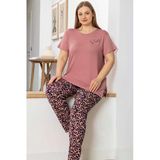 Aydoğan Kadın inci Büyük Beden Kısa Kol Somon Pijama Takım 0054