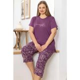 Aydoğan Kadın inci Büyük Beden Menekşe Kapri Pijama Takım 0067