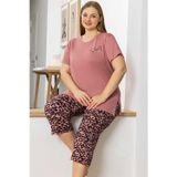 Aydoğan Kadın inci Büyük Beden Somon Kapri Pijama Takım 0069