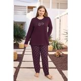 Aydoğan Kadın inci Büyük Beden Vişneçürüğü Pijama Takımı 0498