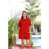 Aydoğan Kadın Mary Şortlu Cotton Kırmızı Pijama Takımı 0130
