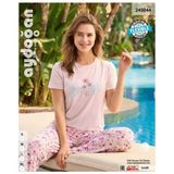 Aydogan Kadin Viskon Kisa Kollu Pijama Takimi Pudra 240044