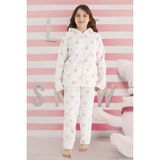Aydoğan Kız Çocuk Desenli Polar Pijama Takımı 240521 EKRU01 - Ekru - Pembe - 9 Yaş