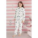 Aydoğan Kız Çocuk Desenli Polar Pijama Takımı 240527 Ekru - Ekru - Mavi - 8 Yaş