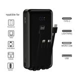 Aydoğan Ticaret44 Bpb6 20.000MAH Powerbank Siyah 4 Cihaz Aynı Anda Şarj Dahili 3in1 Kablo