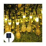 Aydogan's 10 LED 2 Metre Sarı Kristal Su Damlası Güneş Enerjili LED Işık