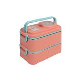 Aydogan's 1200ML Lunchbox 2 Katlı 4 Bölmeli Mini Kaseli Çelik Sefer Tası Yemek Kutusu (Turuncu-Turkuaz) - Adaçayı