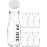 Aydogan's 200 ml Şeffaf Şişe Süt, Ayran, Su, Limonata, Meşrubat Şişesi 200 cc Yırtmalı Kapaklı Cam Şişe 6 Adet (6, Beyaz Kilitli Kapak, 200) - 0 - 3 lt - 51R-Turuncu