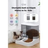 Aydogan's 2'si 1 Arada Otomatik Kedi Mama ve Su Kabı - Renkli