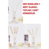 Aydogan's 3 Tek Adet 3 Model Aromaterapi Koku Dağıtıcı Rattan Şişe Ahşap Difüzör Çubuk (Spiral-Yapra - Çok Renkli