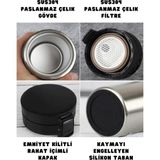 Aydogan's 400ML Filtreli Rahat Içim Kilitlenebilir Paslanmaz Çelik Termos Kahve Mug Bpa Içermez (Kırmızı) - 0 - Siyah - 0 - 200 ml