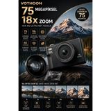 Aydogan's Ayd 5k 75MP 18X Zoom Flaşlı 3” Flip Ekranlı Türkçe 32GB Kart Dijital Vlog Fotoğraf Makinesi - Çok Renkli