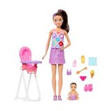 Aydogan's Barbie Bebek Bakıcısı Skipper Oyun Seti, Kahverengi Saçlı Yetişkin ve Küçük Bebek, Mama Sandalyesi ve Yiyecek Dahil 8 Aksesuar, JJB44 | Esmer Oyuncak Bebek, Mama Sandalyesi ve Yemek Dahil 8 Aksesuar, - Ahşap