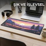 Aydogan's Büyük Oyuncu Mouse Pad 300X700 Mm, Günbatımı Temalı Mikro Kumaş Yüzeyli Desenli Mousepad, Kaymaz Kauçuk Tabanlı Xl Masa Matı (Desk Pad) - --