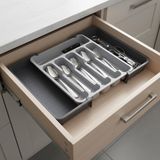 Aydogan's Çift Taraflı Açılır Çekmece Içi Kaşıklık ve Organizer - Modüler Sürgülü Mutfak Düzenleyici - Açık Gri ve Antrasit Renk - Kapalı 31 cm Açık 52 cm - 0 - 1 lt