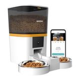 Aydogan's Haustier QQ005-DUAL Kameralı Akıllı Kedi Köpek Otomatik Mama Kabı, App Uzaktan Kontrol, Sesle Çağırma, 480P Kamera, 6lt Hazne, Çift Metal Kase (Beyaz) [enerji Sınıfı A+]
