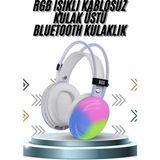 Aydogan's Kablosuz Bluetooth Kulaklık Rgb Işıklı Kulak Üstü 5.3 Bluetooth Bağlantılı - Çok Renkli