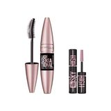 Aydogan's Maybelline New York Lash Sensational Yelpaze Etkili Intense Black Maskara - Ekstra Siyah 9.5 ml & Mini Lash Sensational Sky High Cosmic Black Maskara Makyaj Seti - 001 Brown