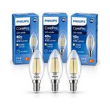 Aydogan's Philips Corepro LED Candle 3’lü Paket – E14 Duy, 4.3W 40W Eşdeğer, 470 Lümen, 2700K Sarı Işık, Şeffaf Filament Buji Ampul Dim Edilmez [enerji Sınıfı F] - Amber