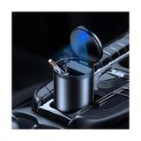 Aydogan's Premium Car Ashtray LED Işıklı Alüminyum Taşınabilir Kapaklı Araba Küllük Kül Tablası Kokusuz - 1BW-Beyaz